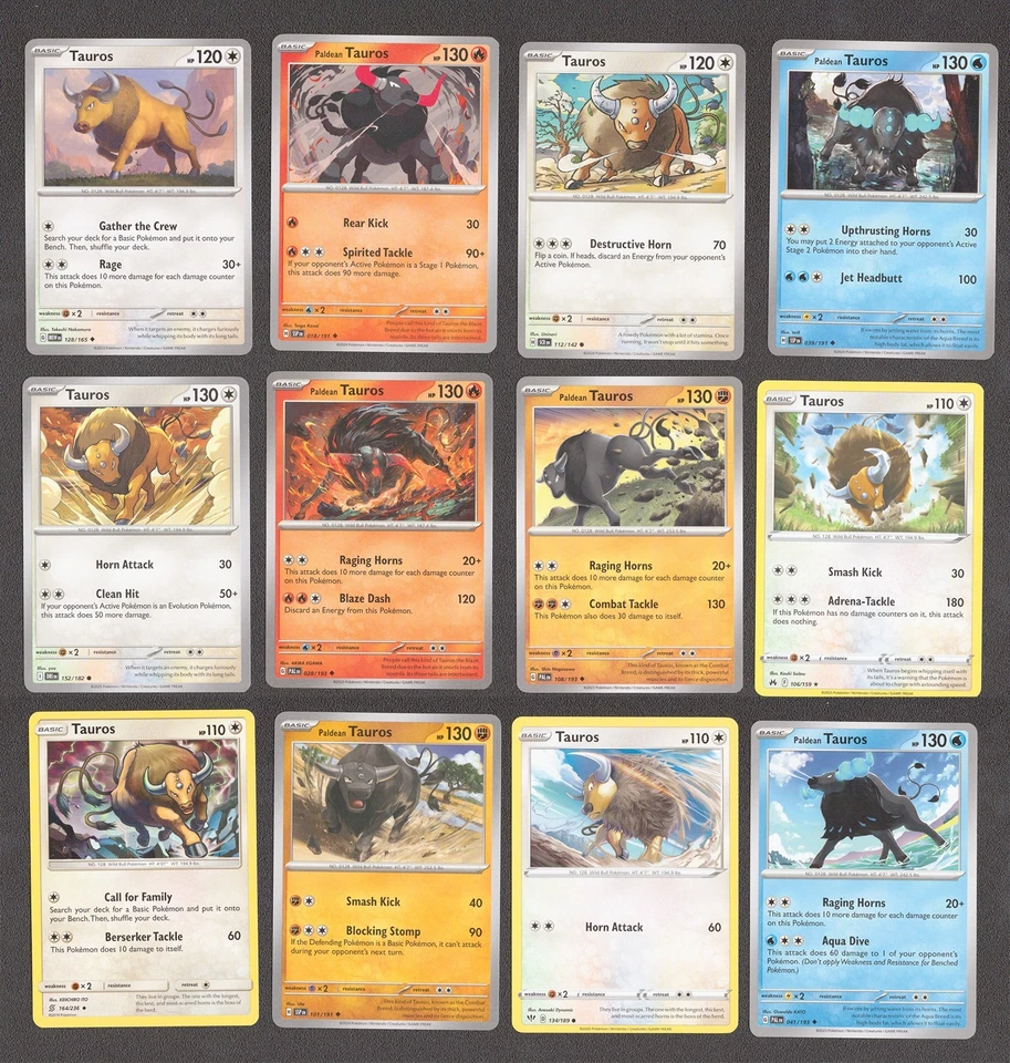 Paldean Tauros Pokemon Card Collection Set of 12 English Cards NM Unique - Image 1 of 1