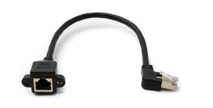 LAN Kabel 30 cm 8P8C Stecker zu Buchse Winkel Schraube Adapter in Schwarz - Afbeelding 1 van 4