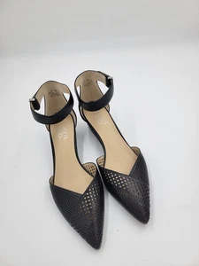 Franco Sarto L-Cammy2 Ankle Strap Wedge Shoes Black Sz 8.5M - Picture 1 of 11