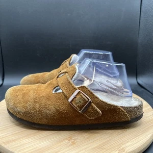 Birkenstock Womens Size 8 Boston Shearling Brown Clog Shoes Slippers Tan Sandals - Picture 1 of 13