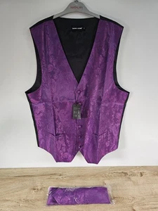 Conjunto de chaleco y corbata Barry Wang púrpura cachemira talla L formal boda graduación traje Ve - Imagen 1 de 7