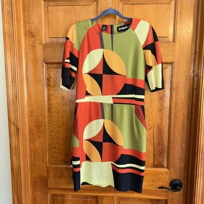 DESIGUAL от Christian Lacroix геометрический печать платье с карманами Sz40 нас 6-EUC - Изображение 1 из 2