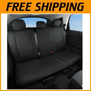 Protective Leather Rear Seat Cover with Easy Installation - Elegant Black Design - Picture 1 of 11