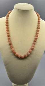 Natural 20" Sunstone Graduated Bead Necklace 12mm - 8mm 68g w/925 Magnetic Clasp - Picture 1 of 6