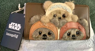 Cartera Loungefly Star Wars Ewok Furry Trio Solapa NUEVA con etiquetas Foto 1 de 4