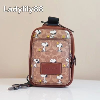 NWT Coach X Peanuts Racer Sling Pack In Signature Canvas With Snoopy Print CBK47 - Image 1 of 4