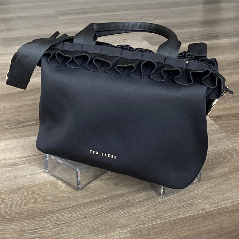 Ted Baker London Roseiee Ruffle Large Tote Black Crossbody Strap - Image 1 of 4