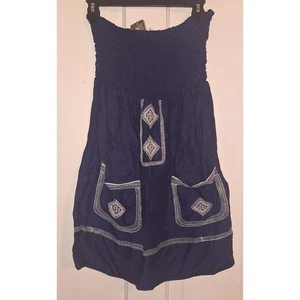 Vintage Havanna dunkelblau Damengröße Small bestickt ärmelloses Kleid Schwimmen - Bild 1 von 5