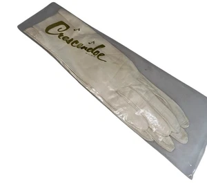 Guantes de cuero vintage Crescendoe para mujer talla 7 blancos suaves sobre muñeca” - Imagen 1 de 5