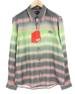 DIESEL S-Tucker-Stripe Men Shirt XL RRP€150 Patterned Button Up Spread Collar - Picture 1 of 9