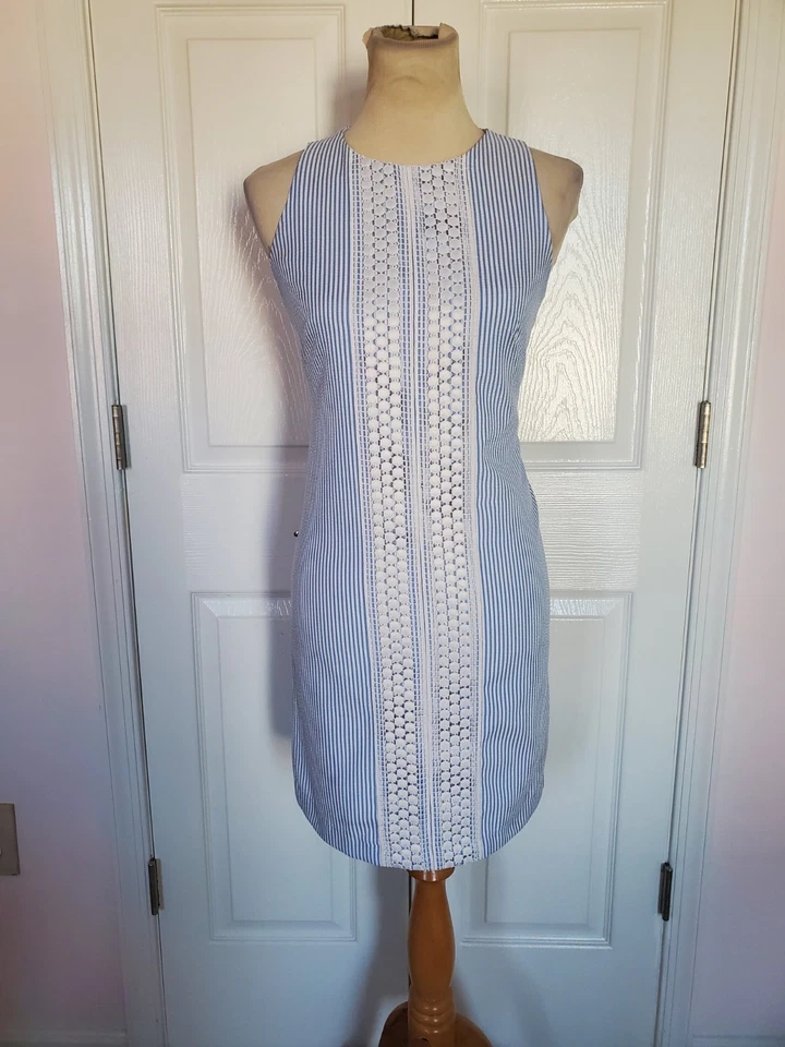 Vestido para mujer London Times sin mangas a rayas (talla 4) Foto 1 de 4