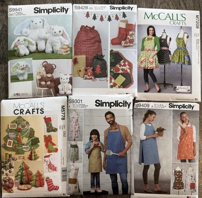 Sewing Patterns Lot of 6 | Crafts Teddy Aprons Christmas | Adults & Kids - Image 1 of 4