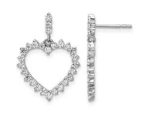 1.00 Carat (ctw) Lab-Grown Diamond Heart Dangle Earrings in 14K White and Yellow - Picture 1 of 5