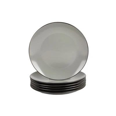 Two Tone Coupe 8” Salad Plate Set Of 6, Black/Gray - Image 1 of 4