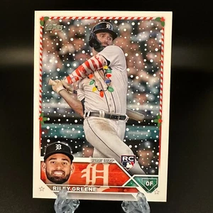 Collana leggera manica verde Topps Holiday Riley 2023 rara SP Rookie Tigers - Foto 1 di 2