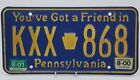 PENNSYLVANIA STATE ISSUED LICENSE PLATE KXX-868 EXPIRED DECORATION ONLY