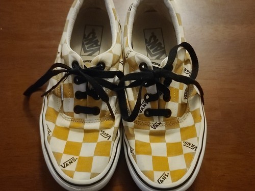 Vans a scacchi giallo e bianco con logo uomo 5 5 donna 7 pulitissimo!