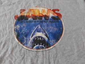 Jaws Men's T shirt Shark Attack Movie Gray Cotton Tee 2XL Never Go in the Water - Picture 1 of 2
