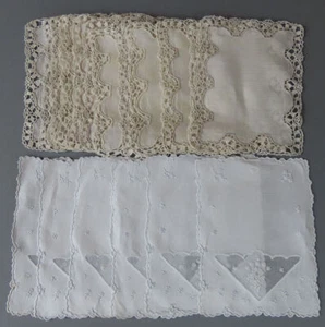 2 Sets Vintage MADEIRA Linen + Organdy COCKTAIL Napkins Hand Embroidered Flowers - Picture 1 of 9
