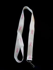 (1) Breast Cancer Awareness Pink Ribbon ID Badge Holder LANYARD Tag NEW - Picture 1 of 3