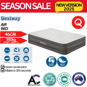 Bestway Air Bed Queen Size Mattress Inflatable Camping Beds Built-in Pump Airbed - Picture 1 of 10
