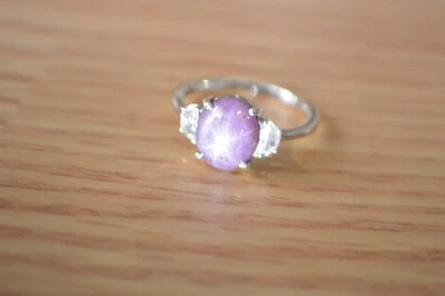 5.65ct India Star Ruby / Zircon Ring Platinum Over Fine Silver Size 7 - Image 1 of 4