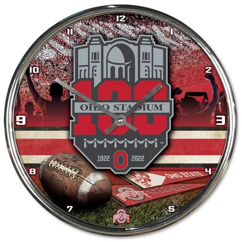 OHIO STATE BUCKEYES OHIO STADIUM 100 YEARS 12" CHROME ROUND WALL CLOCK WINCRAFT Cover