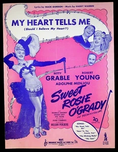 1943 Sweet Rosie O'Grady w/ Betty Grable Robert Young Movie Tie-in Sheet Music - Picture 1 of 3