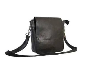 Schwarze Leder Umhängetasche reine Handarbeit attraktive Seitentasche für Unisex Erwachsene - Bild 1 von 8