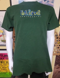 Vintage OG 90s Blind Skateboards Logo Mark Gonzales T-Shirt Large Skater Nice Green - Bild 1 von 4