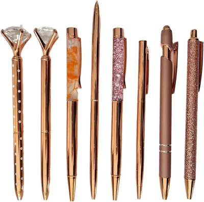 Rose Gold Ballpoint Pen Set, 8 Pcs Metal Pens, Smooth Writing, Unique Personaliz - image 1 of 4