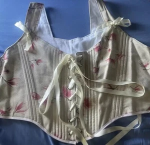 Korsett für Damen, Mittelbrust, Maßanfertigung, komplett gefüttert, Floral Cottage Core Wear - Bild 1 von 1