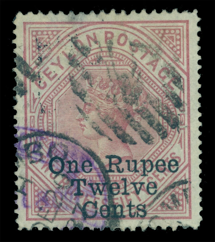 CEYLON 1885 Victoria - Surcharges - 1r12c rose  Scott 115 used VF - Image 1 of 2