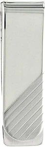 Sterling Silver Money Clip Diagonal Stripes for Men Made in Italy 5/8 X 2 inch - Picture 1 of 7