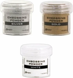Ranger Embossing Powder Lot: Gold, Silver and White - Picture 1 of 4