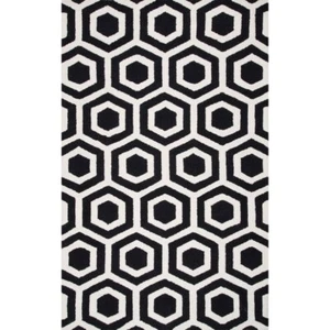 Black and White Hand Tufted Trellis Wool Area Rug Hand Tuft Rugs Hand Tufted Rug - Picture 1 of 5