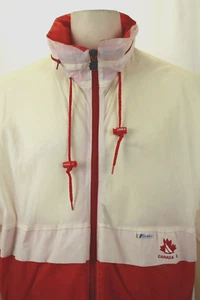 K-WAY VINTAGE CANADA II WHITE/RED WINDBREAKER SIZE L/XL VGC! - Picture 1 of 5
