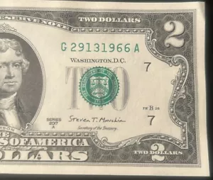 $2 Fancy Serial Number Trailing Birthday Year Note 1966 G29131966A Series 2017A - Picture 1 of 3