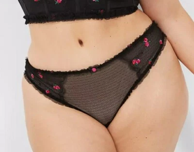 Lane Bryant Gorgeous Ruffled Mesh Embroidered Thong Panty Plus Size 14/16, 1X - Image 1 of 4