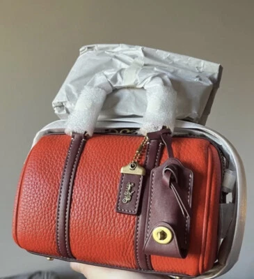 COACH Mini Ruby 18 Satchel Crossbody RED ORANGE Glovetanned Pebbled Leather NWT - Image 1 of 4