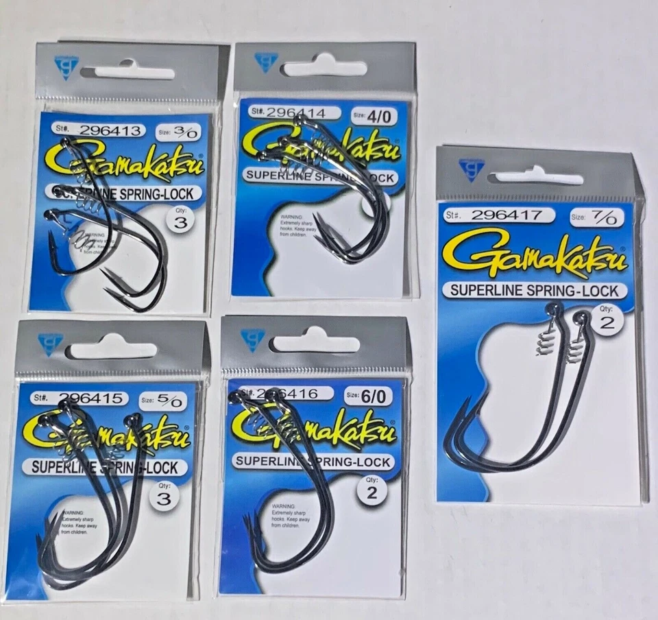 Gamakatsu Superline Spring Lock Swimbait Frog Fluke NS Black - Choose 3/0 - 7/0 - Image 1 of 1