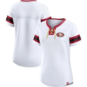 T-shirt Fanatics 49ers stringata NFL calcio top manica corta bianca S nuova con etichette - Foto 1 di 11