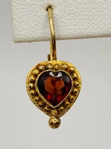 925 sterling silver genuine garnet heart lever back earrings - Picture 1 of 7
