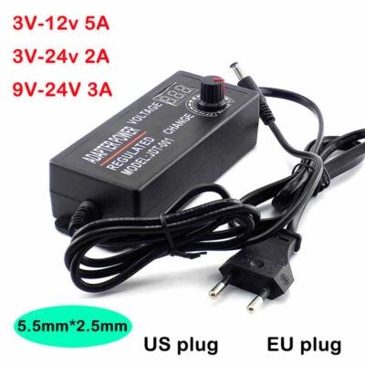 adjustable led Switching Lighting Adapter Display Voltage Regulated Power US EU - Image 1 of 4