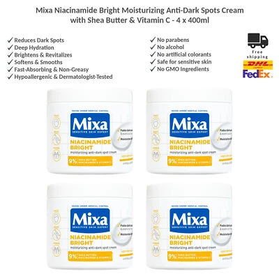 Mixa Niacinamide Bright Moisturizing Anti-Dark Spots Cream with Shea Butter x4 - Image 1 of 4