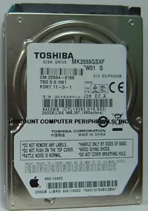 250GB SATA II 2.5" MK2555GSXF HDD2H74 9.5MM Toshiba Hard Drive Tested Good - Picture 1 of 1