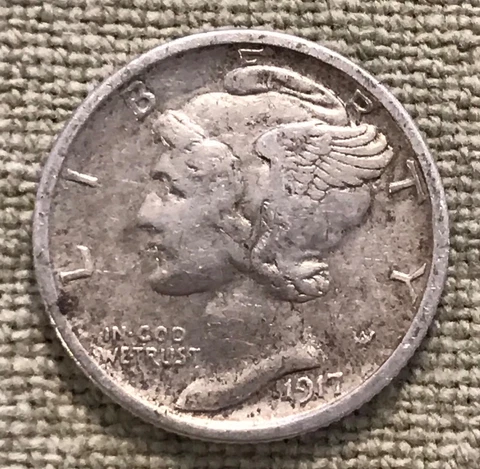 1917-s Mercury Dime,  XF +, Better date Cover