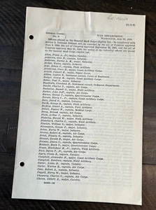 General Orders Bulletin War Department 1936 General Staff Corps Eligible List - Picture 1 of 5