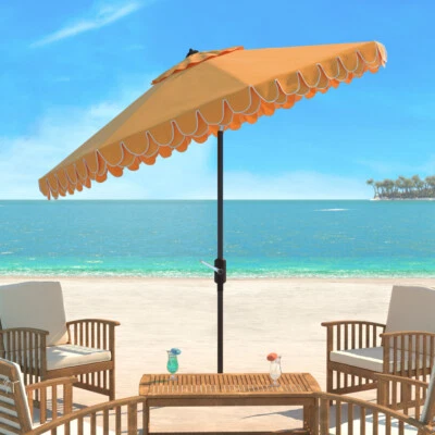 SAFAVIEH Outdoor Collection Elegant Valance 9-Foot Tilt Umbrella | Yellow / - Image 1 of 4