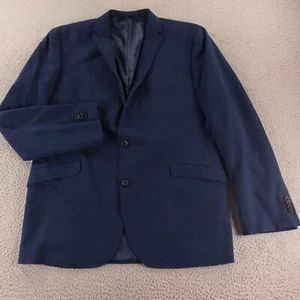 Hopsack Jacket M Blue Polyester Blazer Sport Coat Kenneth Cole 42L - Picture 1 of 16
